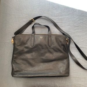 Fossil Black Leather Briefcase